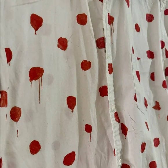 Red ink dot men’s button up shirt medium - Picture 4 of 4